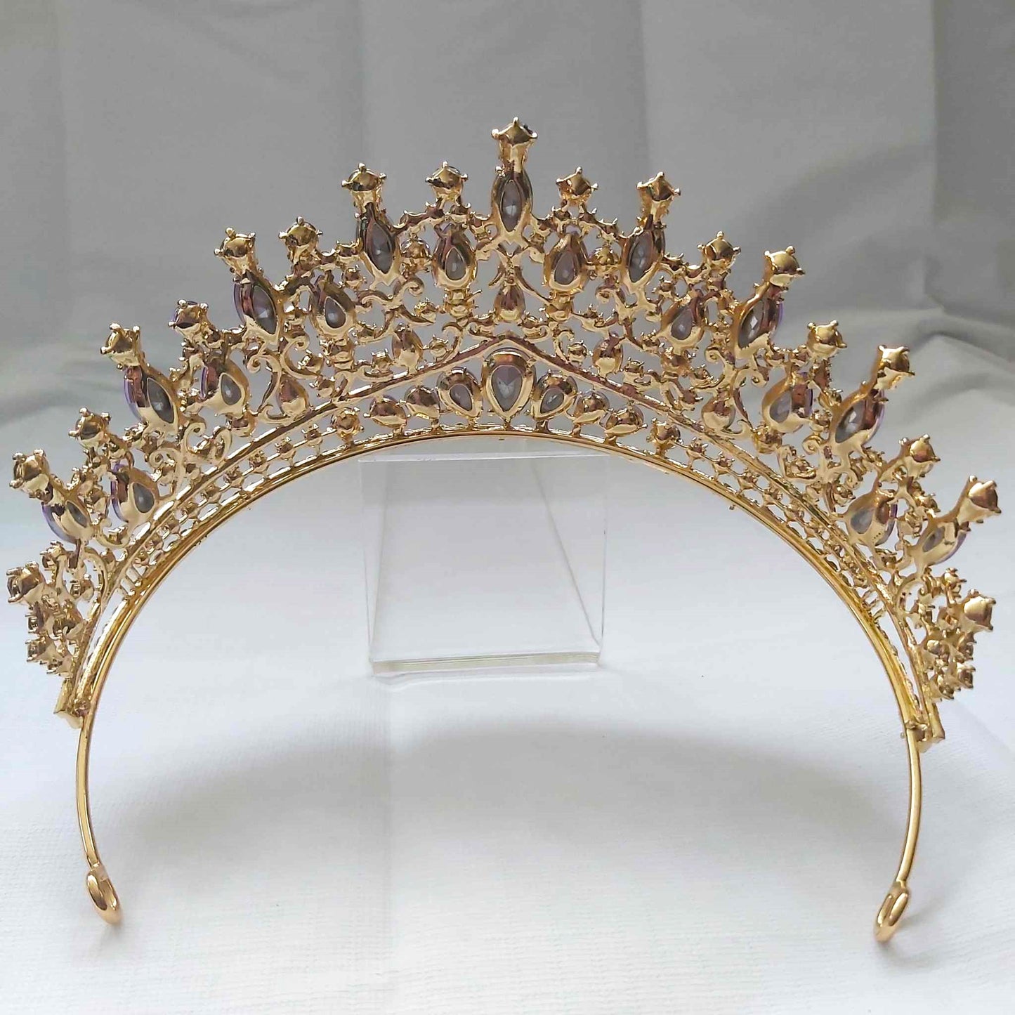 Purple Rhinestones Crown Tiara Baroque Handmade (CR25)