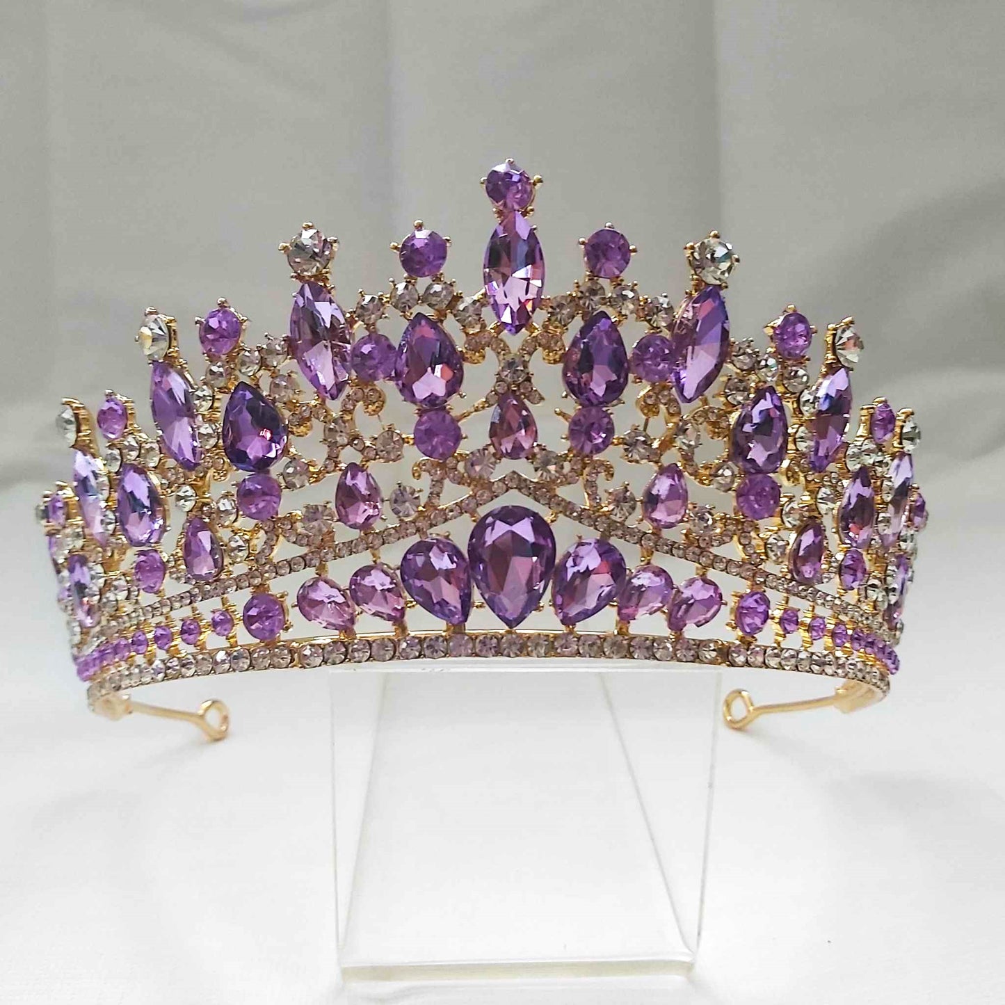 Purple Rhinestones Crown Tiara Baroque Handmade (CR25)