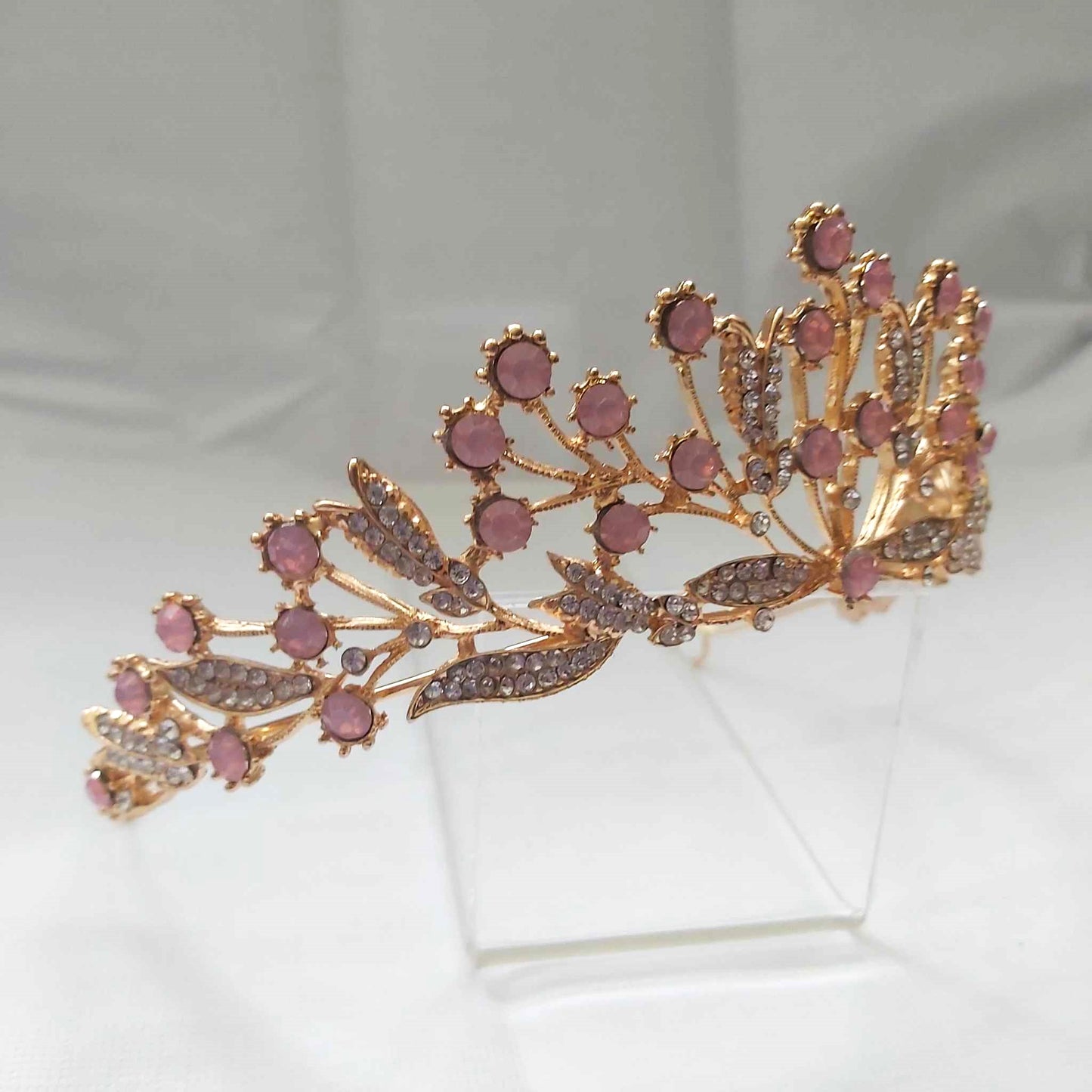 Pink Rhinestones Crown Tiara Baroque (CR28)