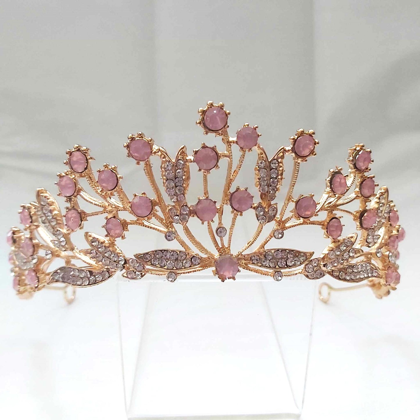 Pink Rhinestones Crown Tiara Baroque (CR28)