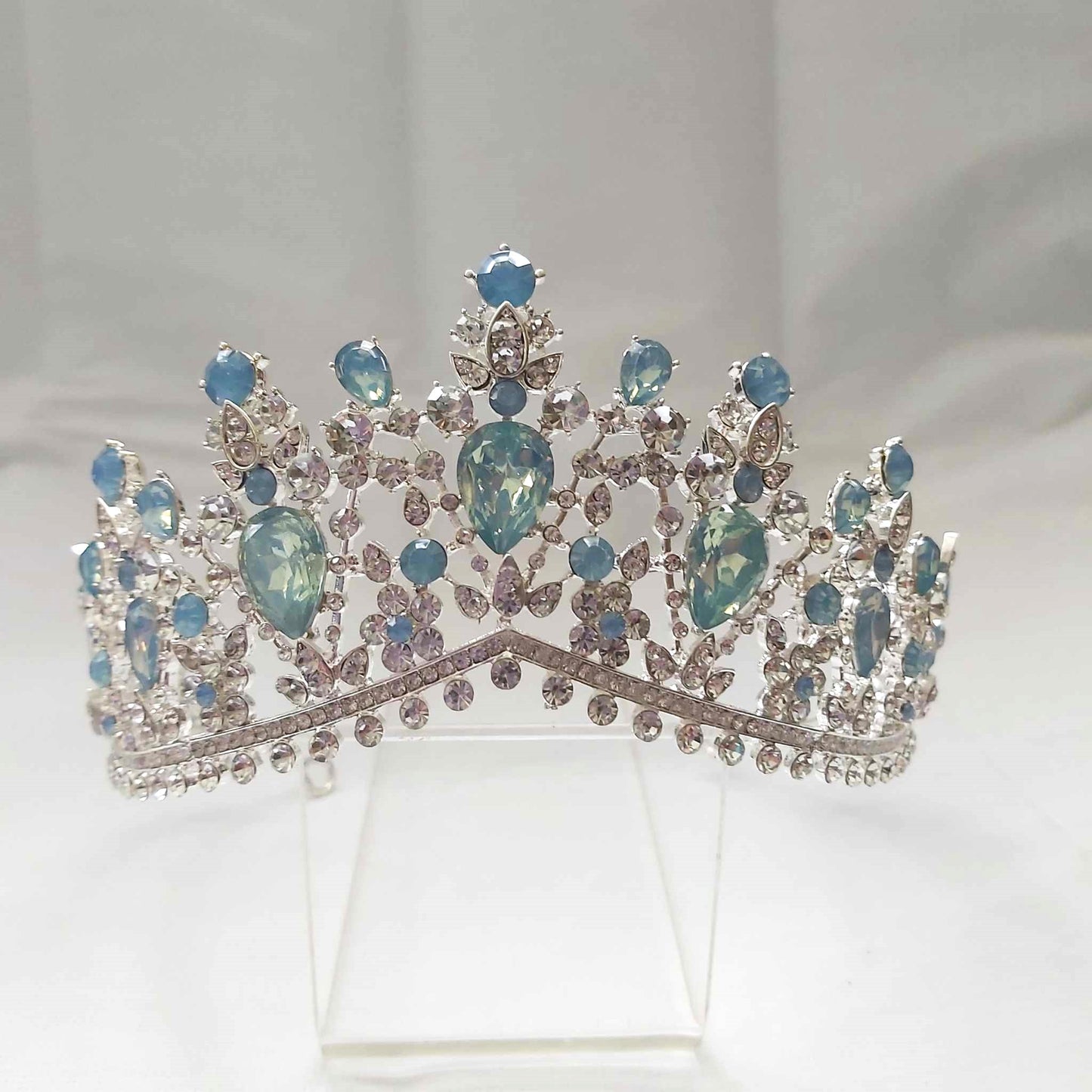 Blue Rhinestones Crown Tiara Baroque (CR41)