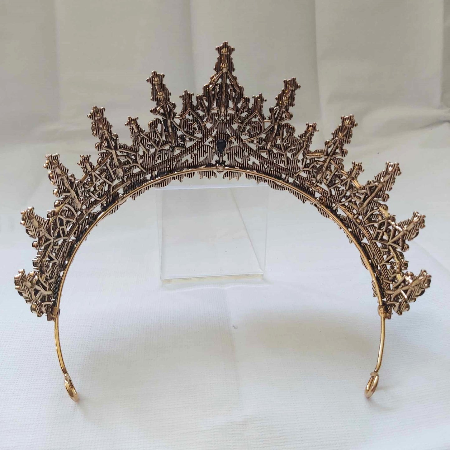 Black Rhinestones Crown Tiara Baroque Handmade (CR46)