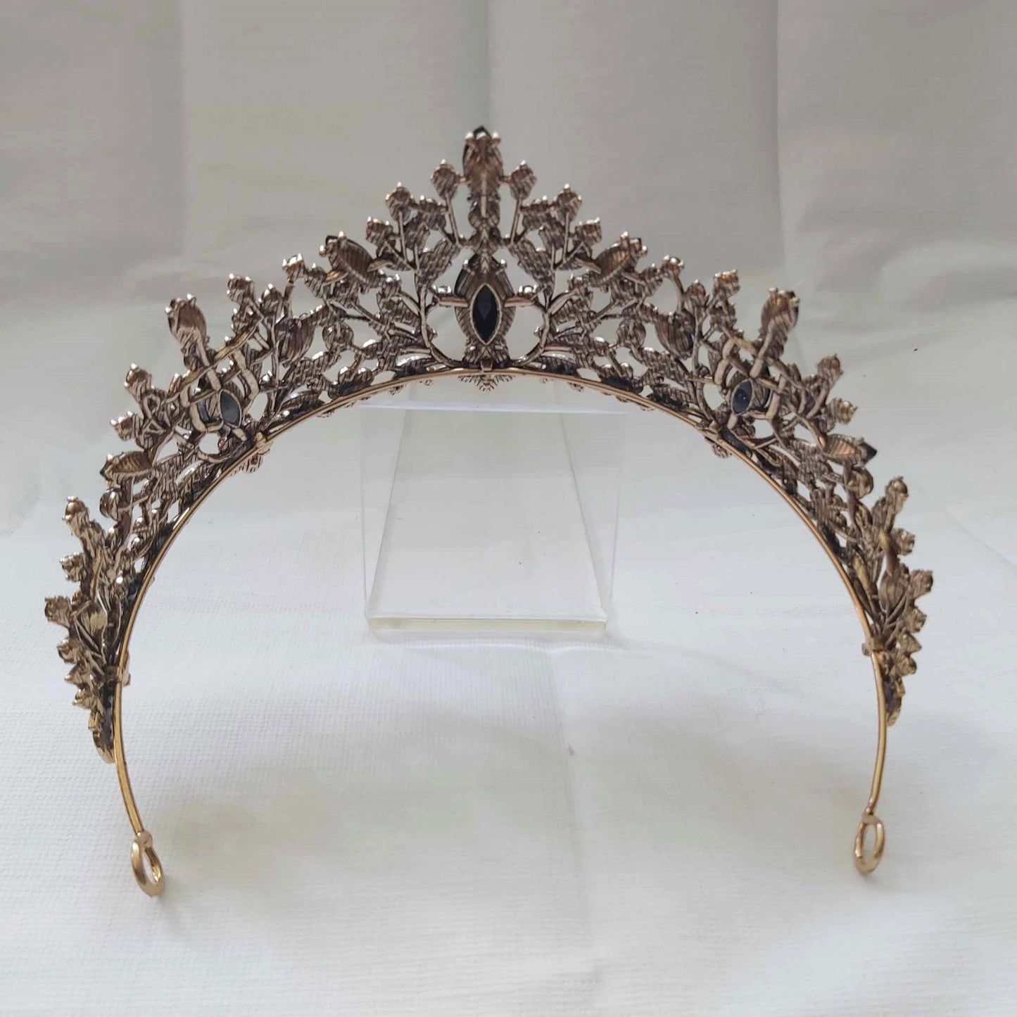 Black Rhinestones Crown Tiara Baroque Handmade (CR47)