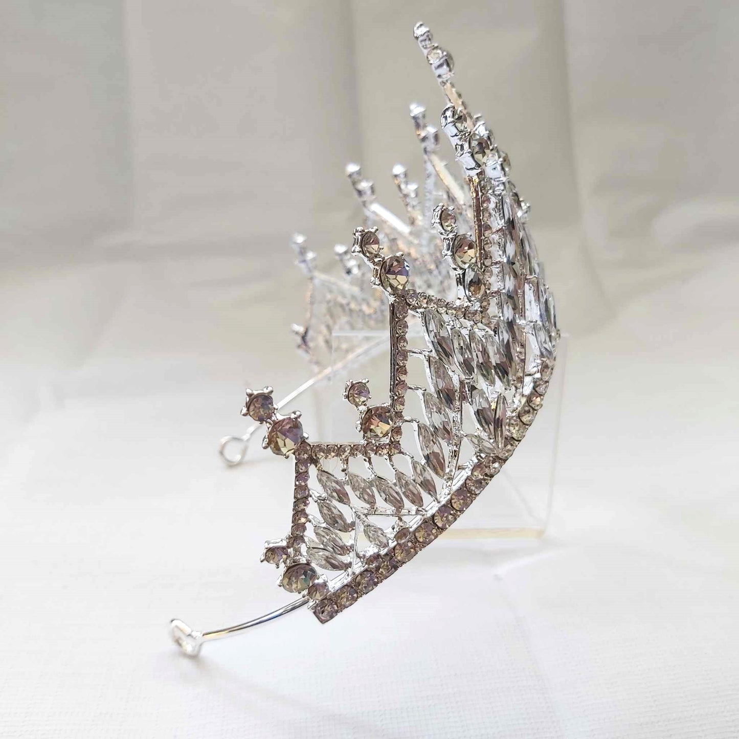 Silver Rhinestones Crown Tiara Baroque (CR50)