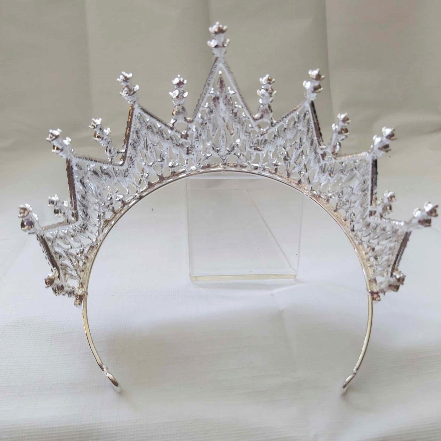 Silver Rhinestones Crown Tiara Baroque (CR50)