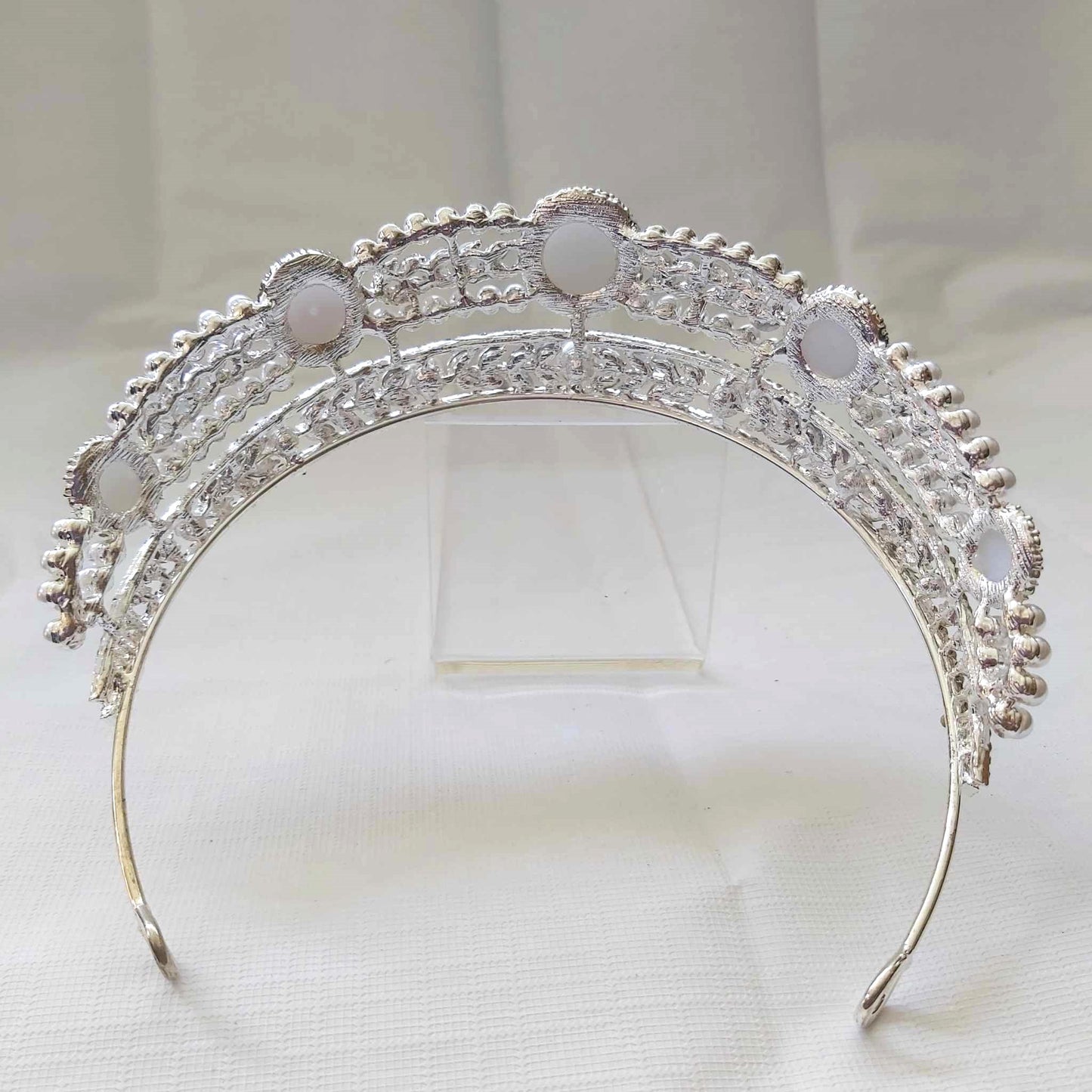 Silver Rhinestones Crown Tiara Baroque (CR53)