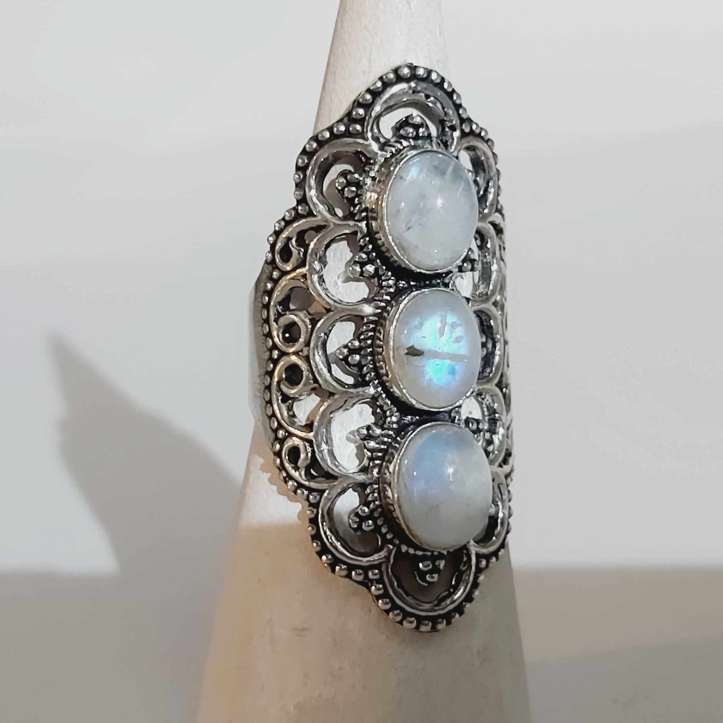 Free Spirit Rainbow Moonstone Ring Size US 9.5 (E1682)