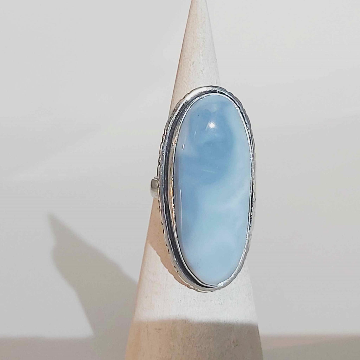 Owyhee Blue Opal Angelic Gemstone Ring US 6.5 or UK M (E1742)