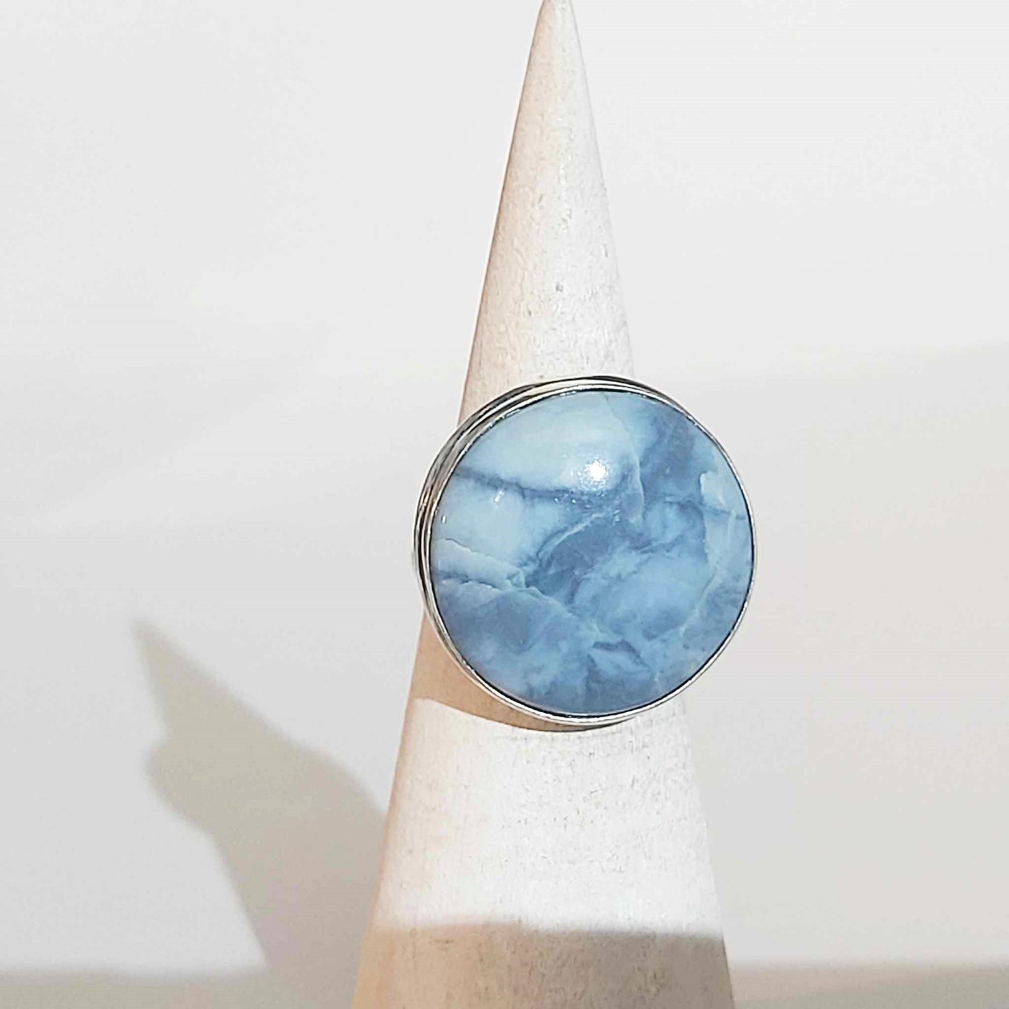 Owyhee Blue Opal Angelic Gemstone Ring US 6.5 or UK M (E1743)