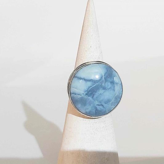 Owyhee Blue Opal Angelic Gemstone Ring US 6.5 or UK M (E1743)