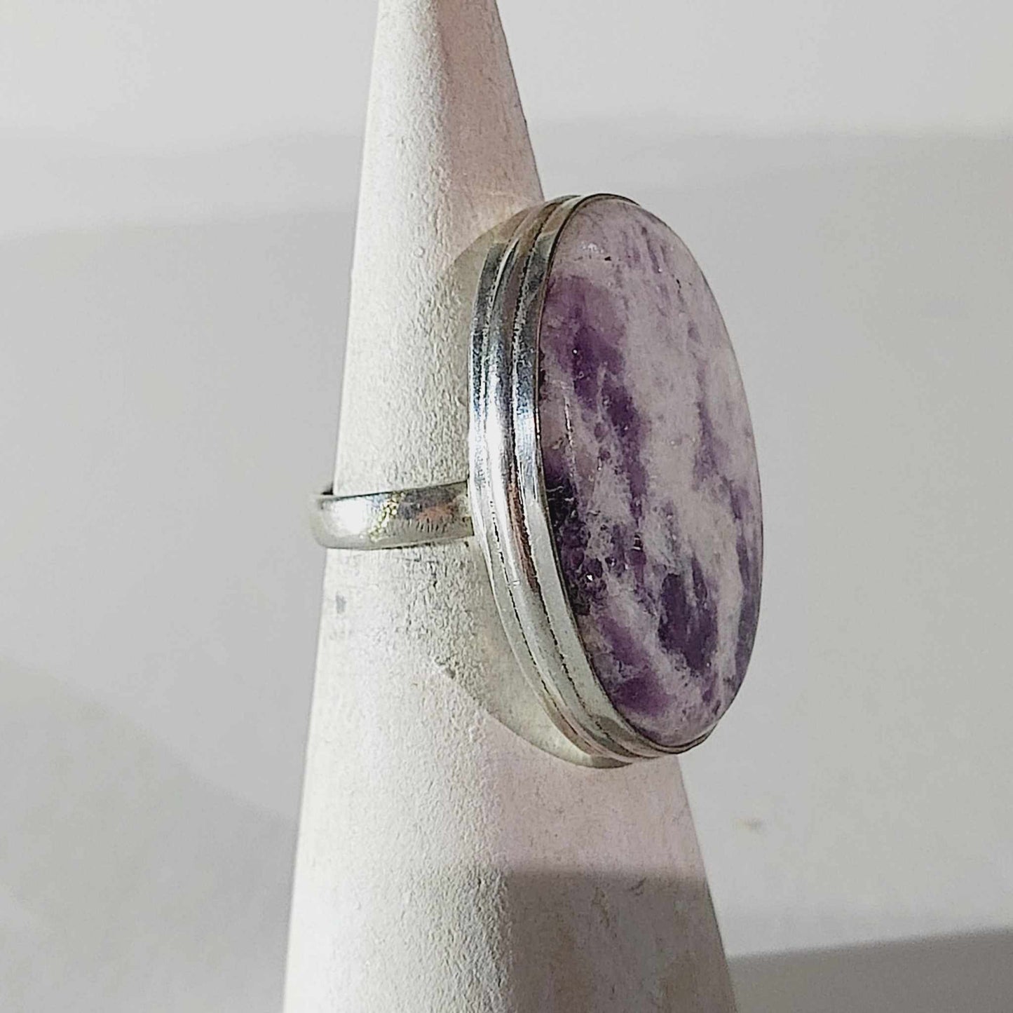 Lepidolite Meditation Gemstone Ring  Size Size US 7.5 or UK O (E1760)