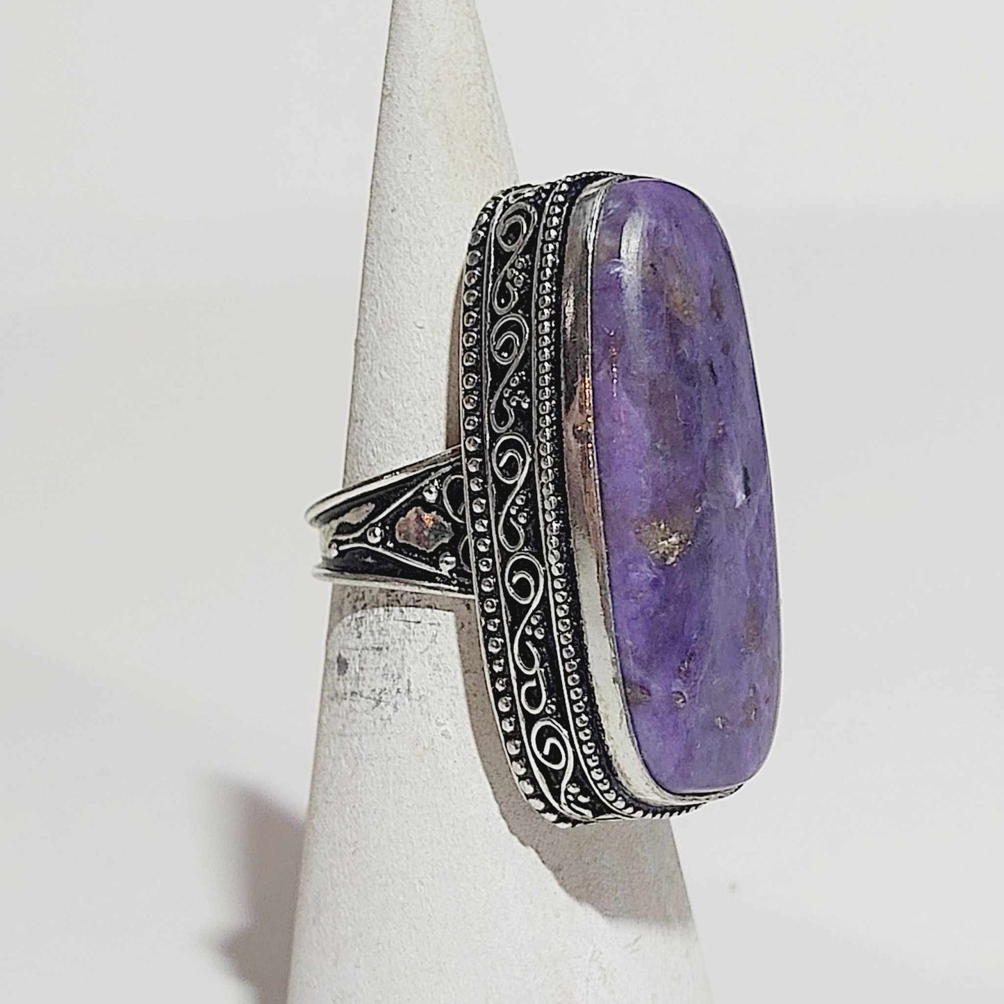 Lepidolite Meditation Gemstone Ring  Size Size US 8 or UK P (E1763)