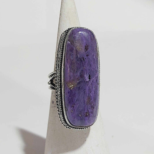 Lepidolite Meditation Gemstone Ring  Size Size US 8 or UK P (E1763)