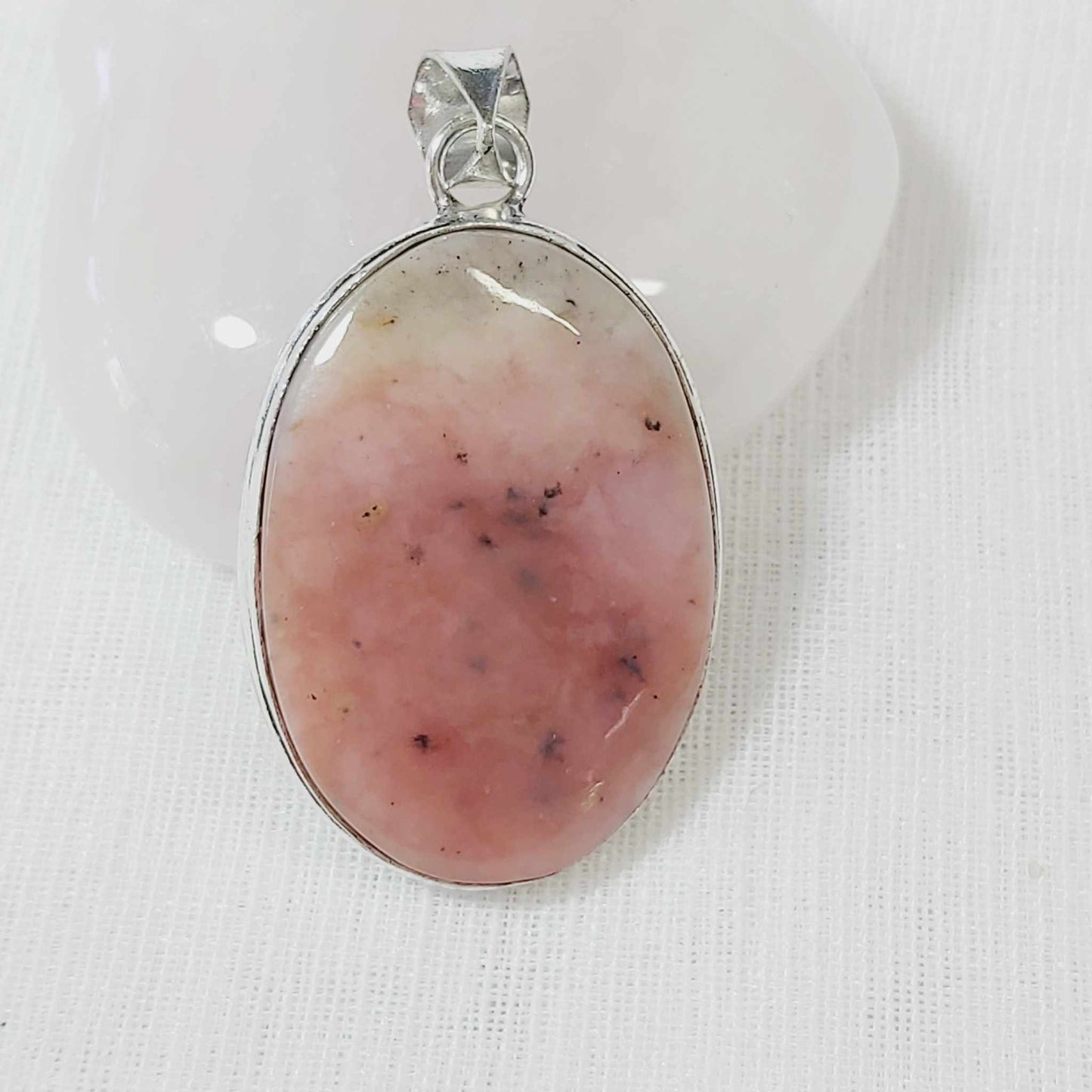 Pink Opal Gemstone Crystal Pendant (E725)