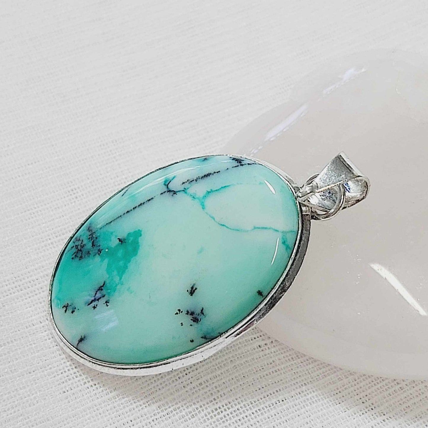 Dendritic Opal Gemstone Crystal Pendant (E730)