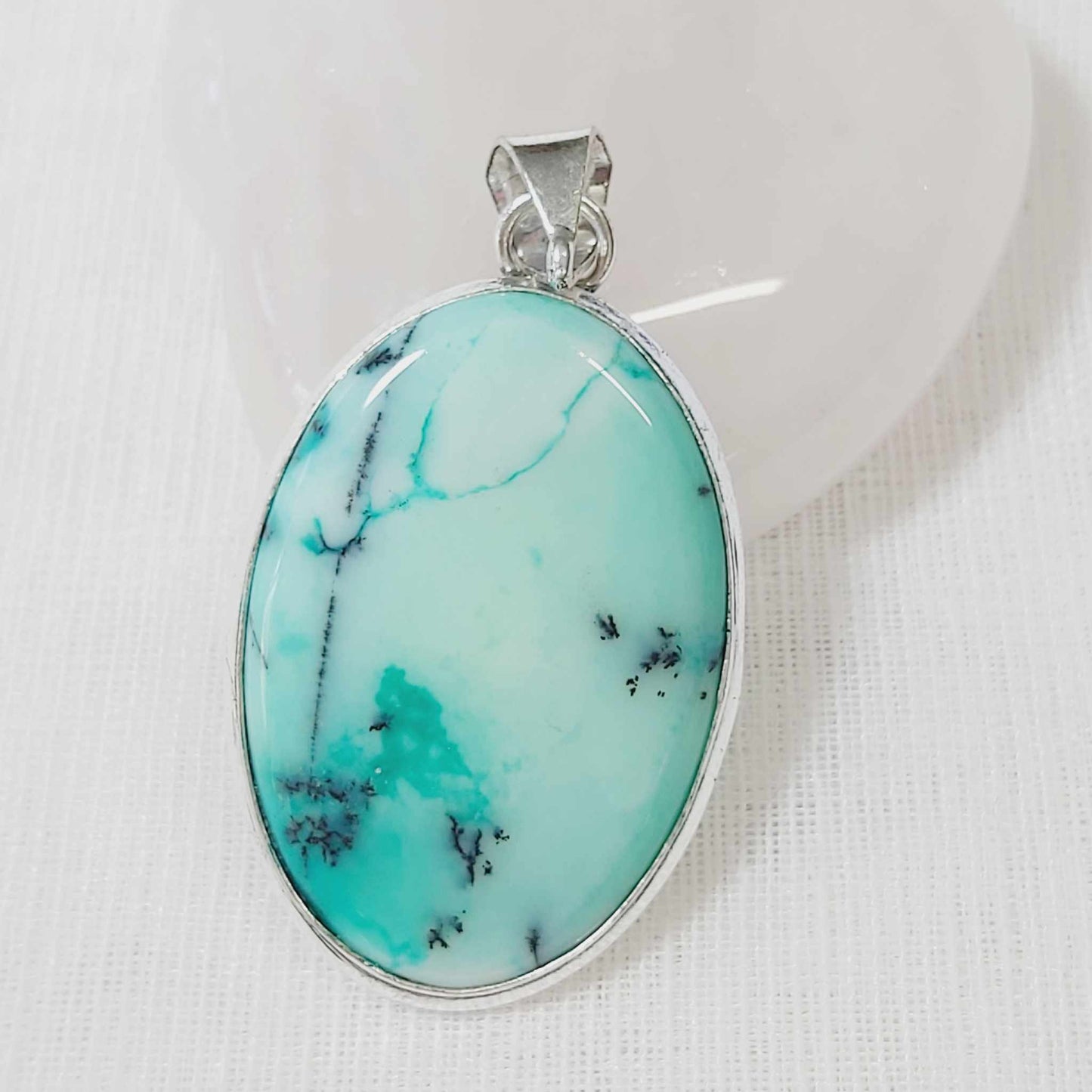 Dendritic Opal Gemstone Crystal Pendant (E730)