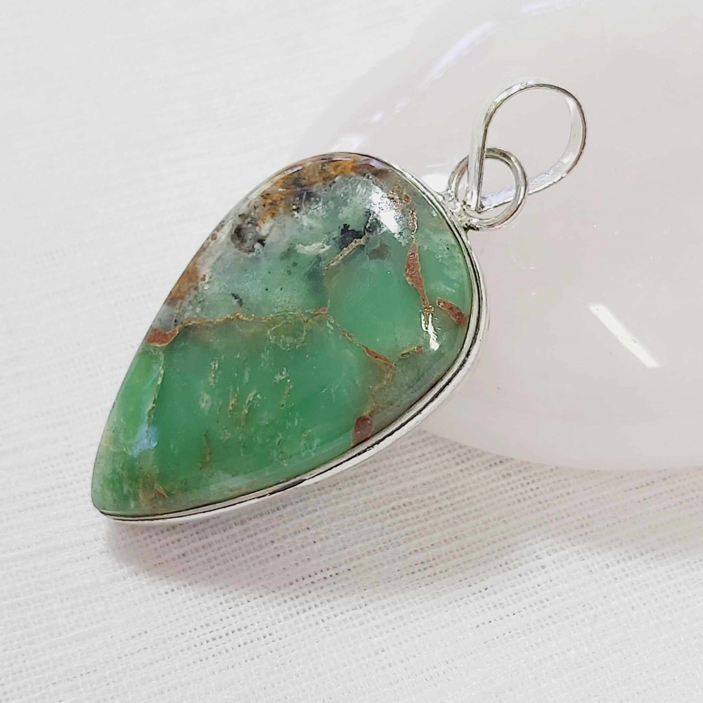 Chrysoprase Forgiveness Gemstone Crystal Pendant (E731)