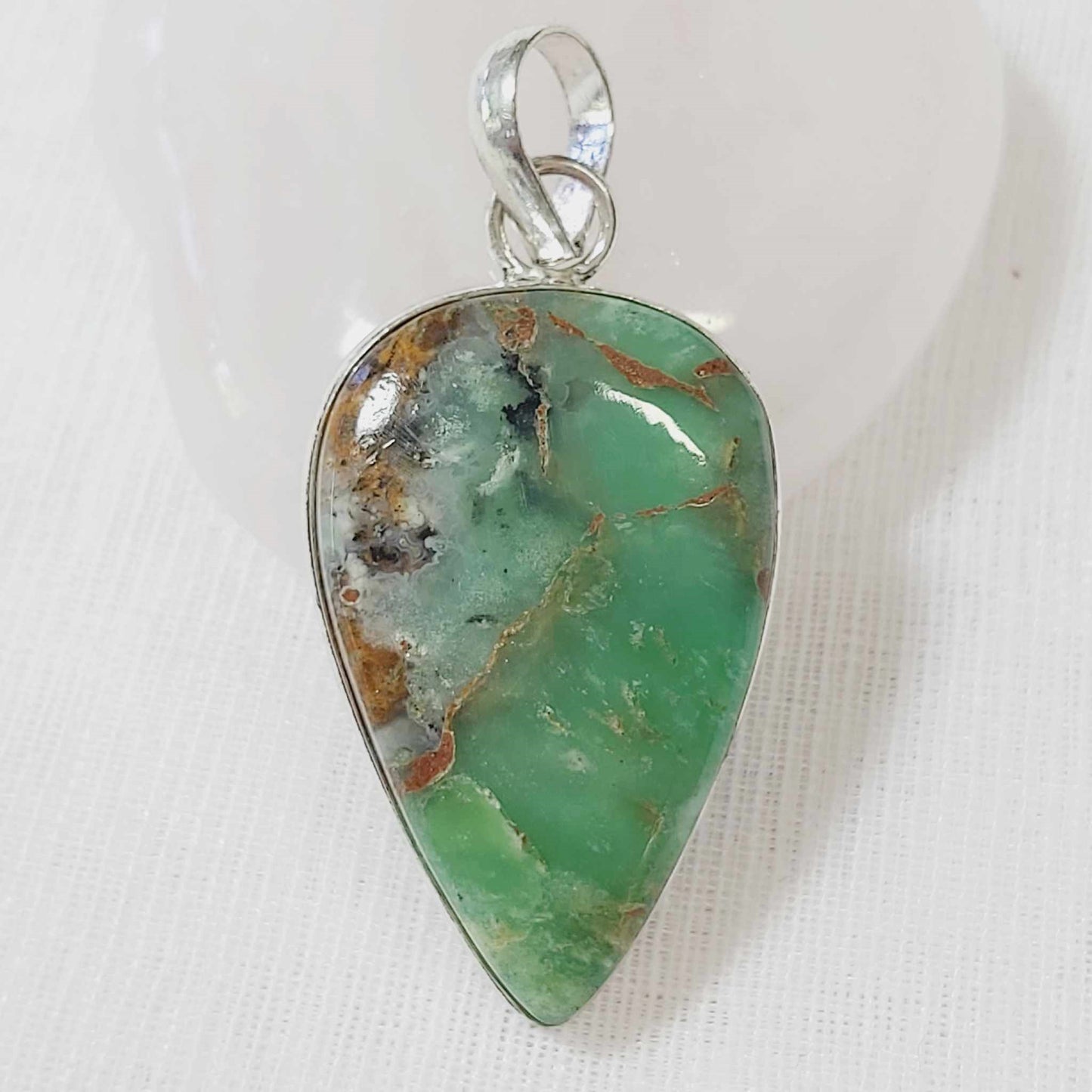 Chrysoprase Forgiveness Gemstone Crystal Pendant (E731)