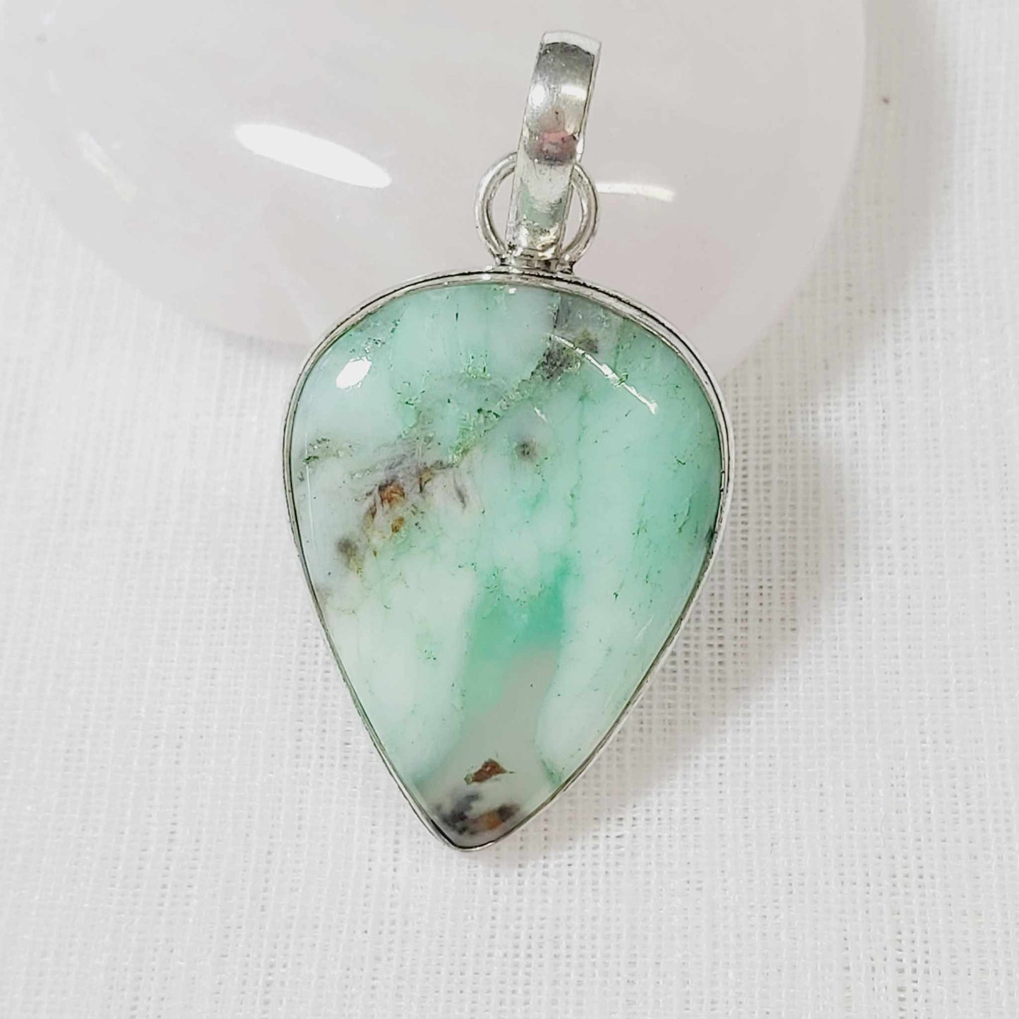 Chrysoprase Forgiveness Gemstone Crystal Pendant (E736)