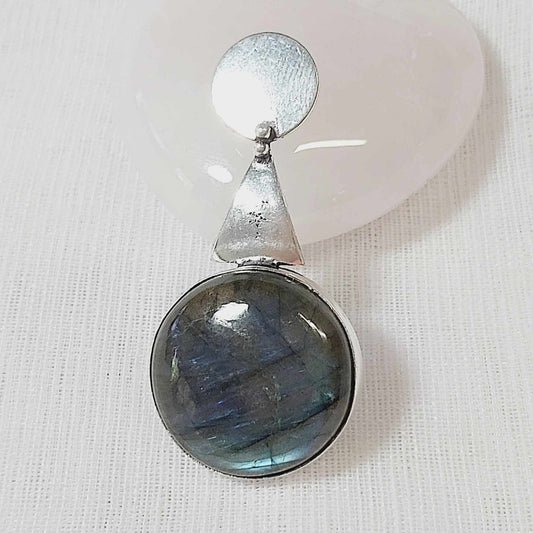 Labradorite Gemstone Crystal Psychic Protection Pendant (E773)