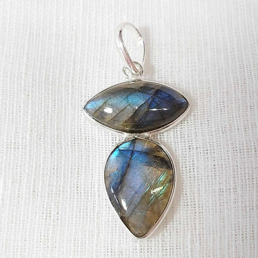 Labradorite Gemstone Crystal Psychic Protection Pendant (E803)