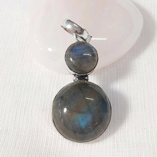 Labradorite Gemstone Crystal Psychic Protection Pendant (E806)