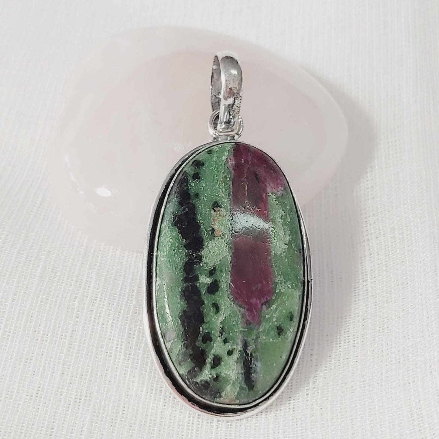 Ruby Zoisite Healing Gemstone Crystal Pendant (E812)