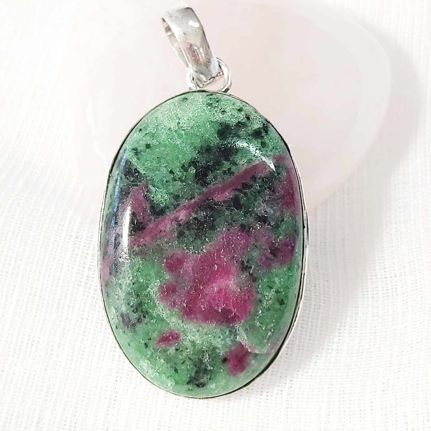 Ruby Zoisite Healing Gemstone Crystal Pendant (E817)