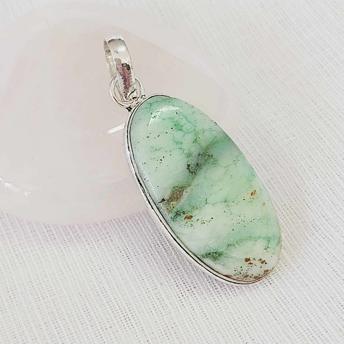 Chrysoprase Forgiveness Gemstone Crystal Pendant (E821)