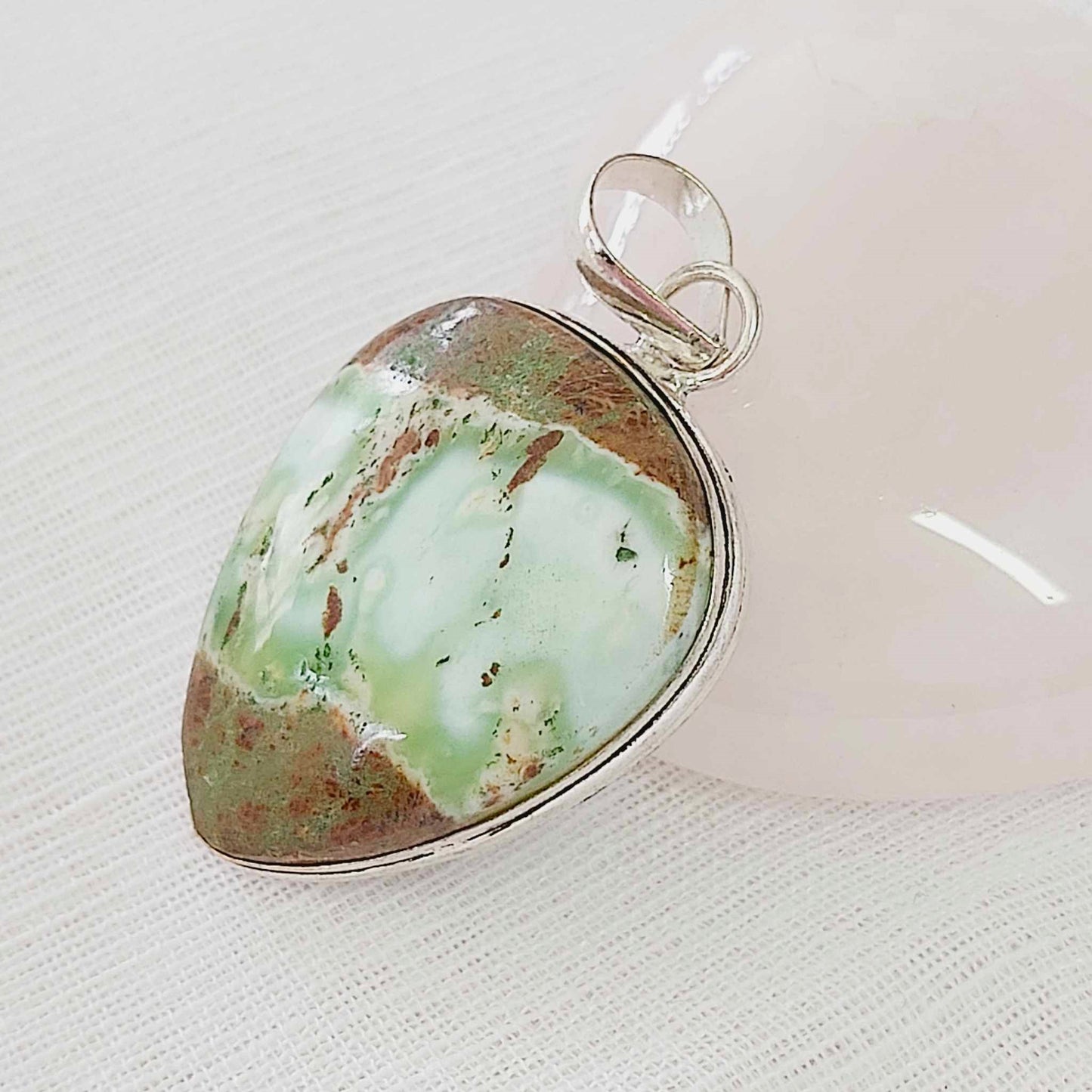 Chrysoprase Forgiveness Gemstone Crystal Pendant (E822)