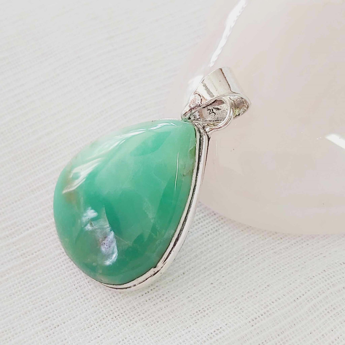 Chrysoprase Forgiveness Gemstone Crystal Pendant (E823)