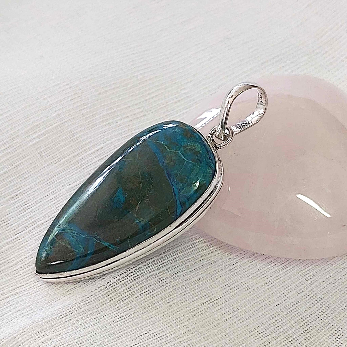 Chrysocolla Heart Chakra Gemstone Crystal Pendant (E854)