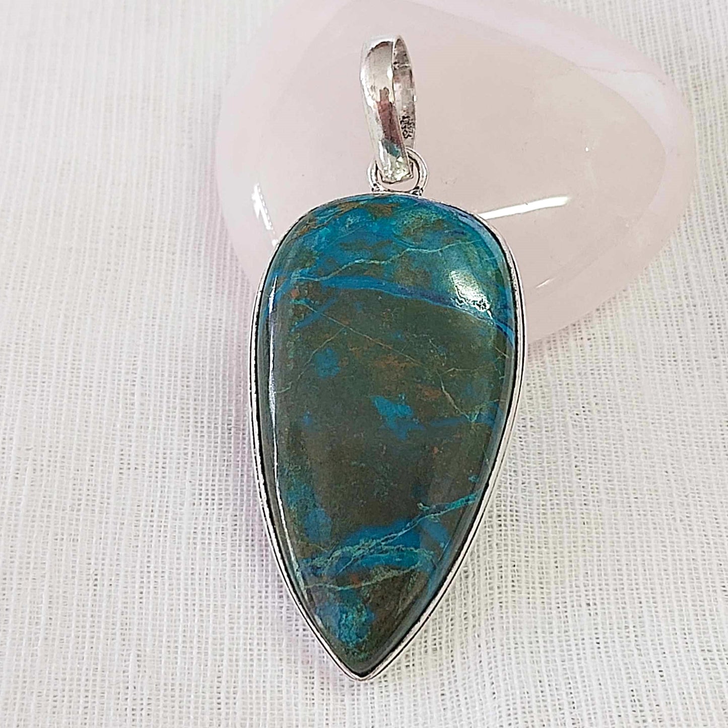 Chrysocolla Heart Chakra Gemstone Crystal Pendant (E854)