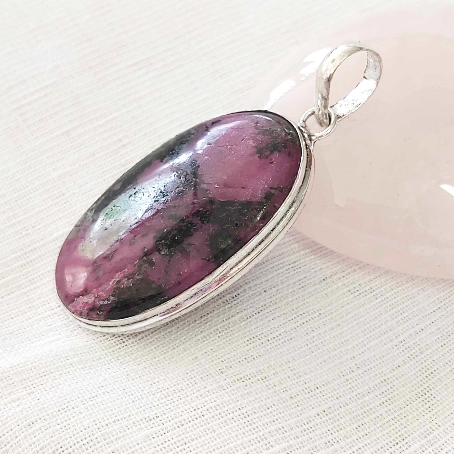 Ruby Zoisite Healing Gemstone Crystal Pendant (E858)