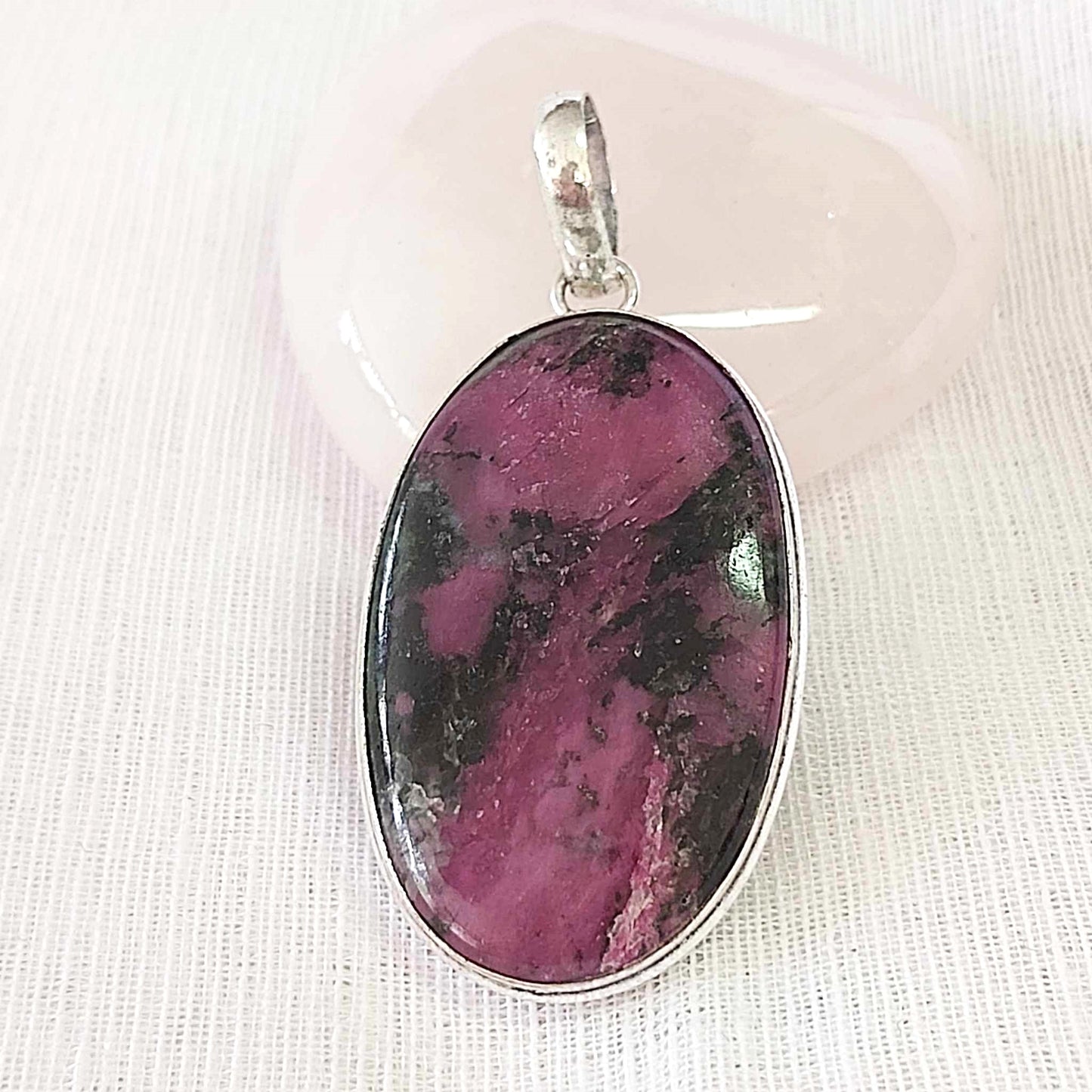 Ruby Zoisite Healing Gemstone Crystal Pendant (E858)