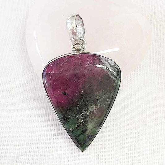 Ruby Zoisite Healing Gemstone Crystal Pendant (E897)