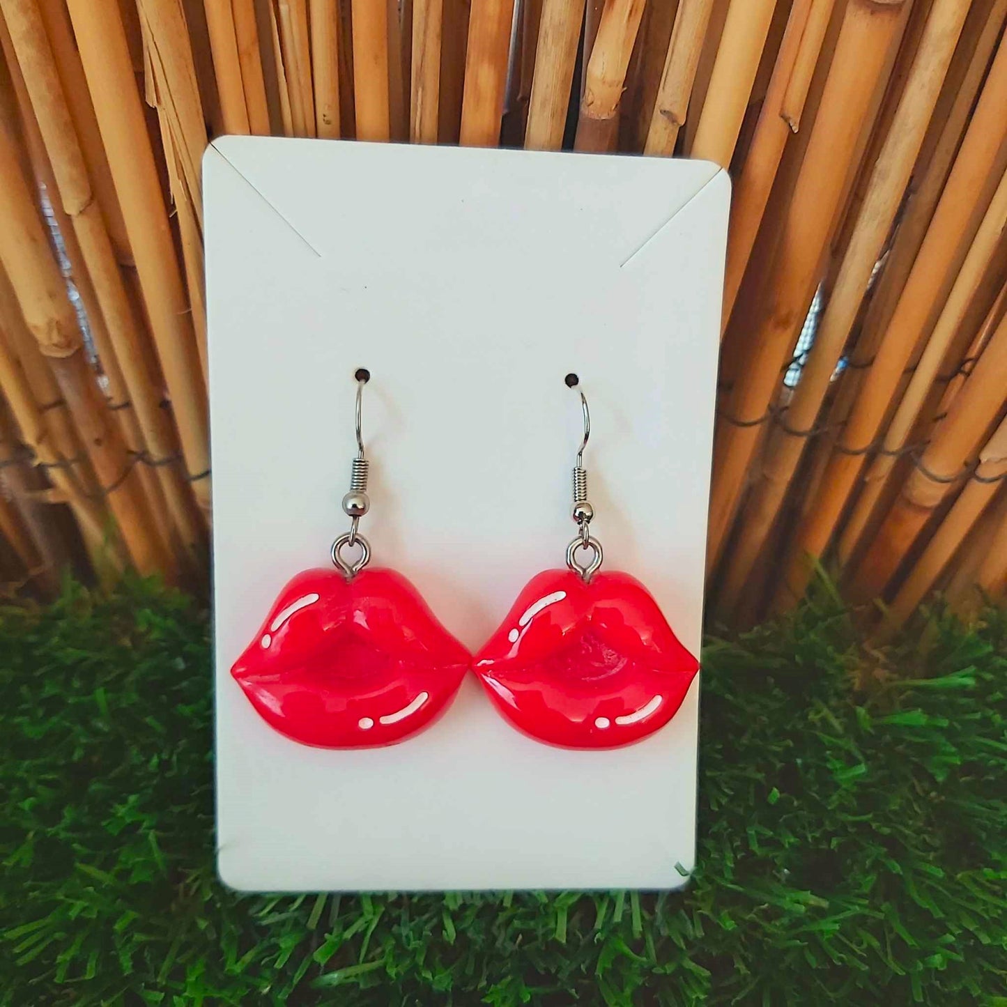 Handmade Red Lips Earrings