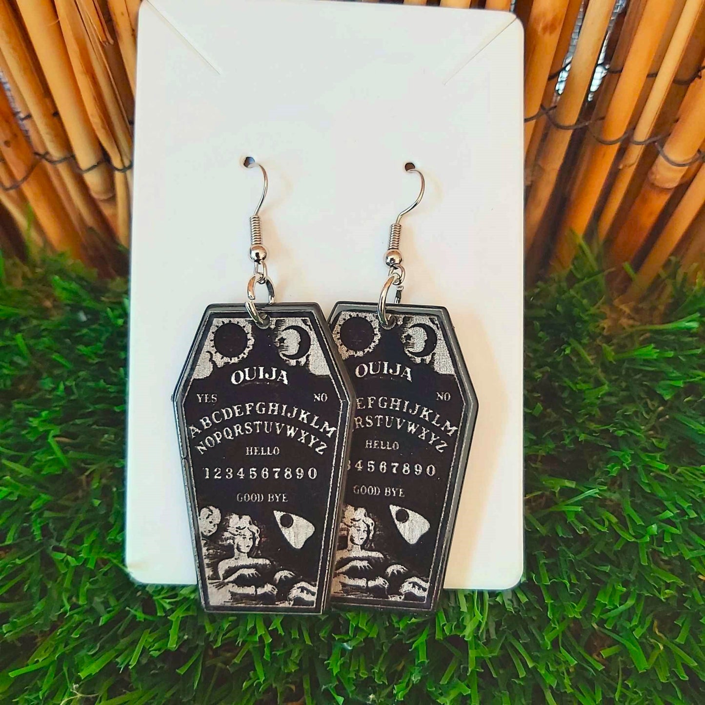 Handmade Black Coffin Earrings