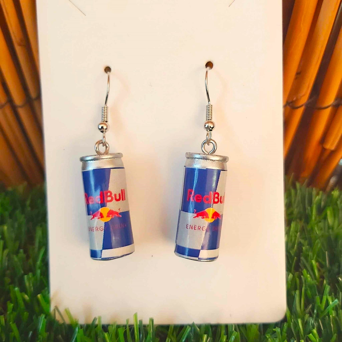 Handmade Red Bull Can Earrings