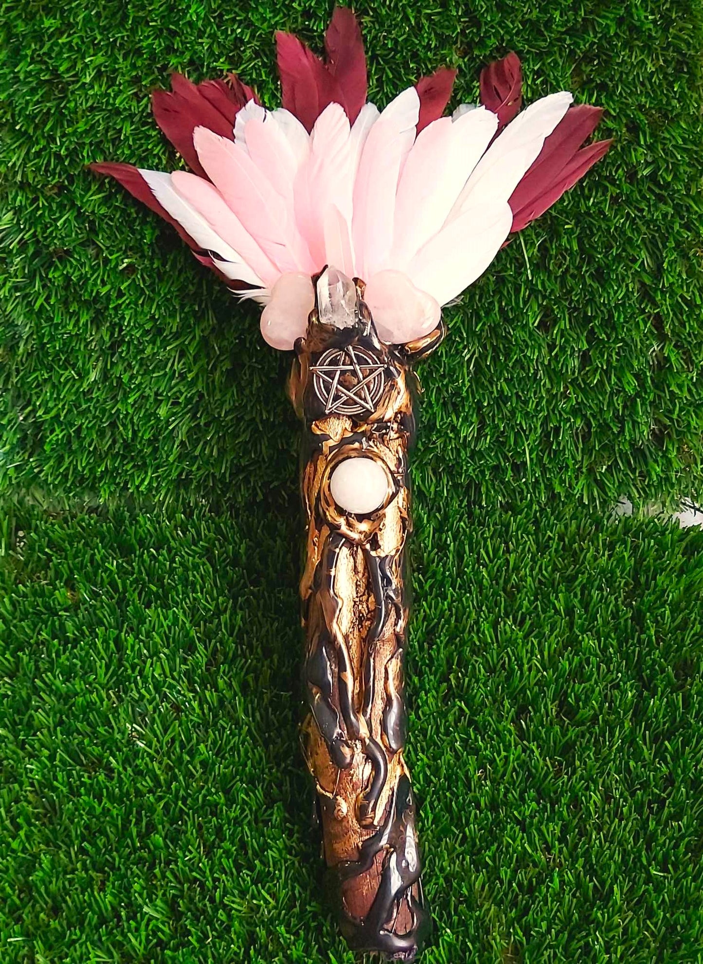 Handmade Smudging Feather Stick Wand (wand188)