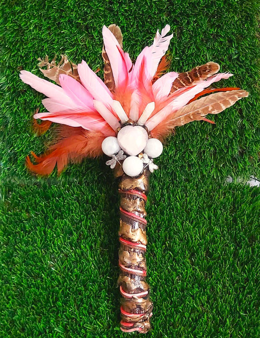 Handmade Smudging Feather Stick Wand (wand187)