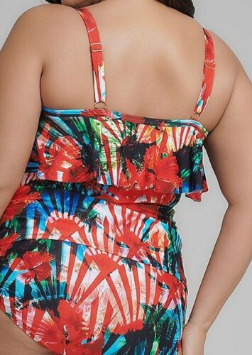 Plus Size Taking Shape Colourful Tankini Top With Bust Management Size 14