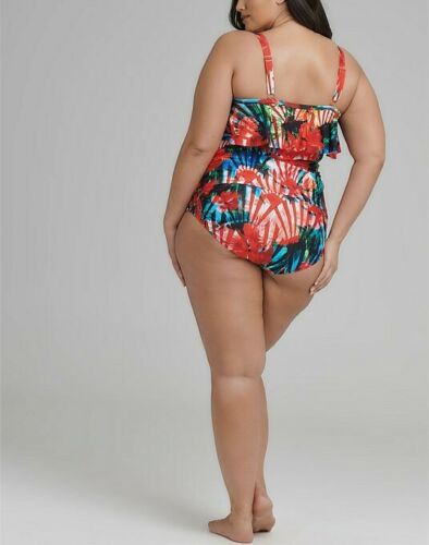 Plus Size Taking Shape Colourful Tankini Top With Bust Management Size 14