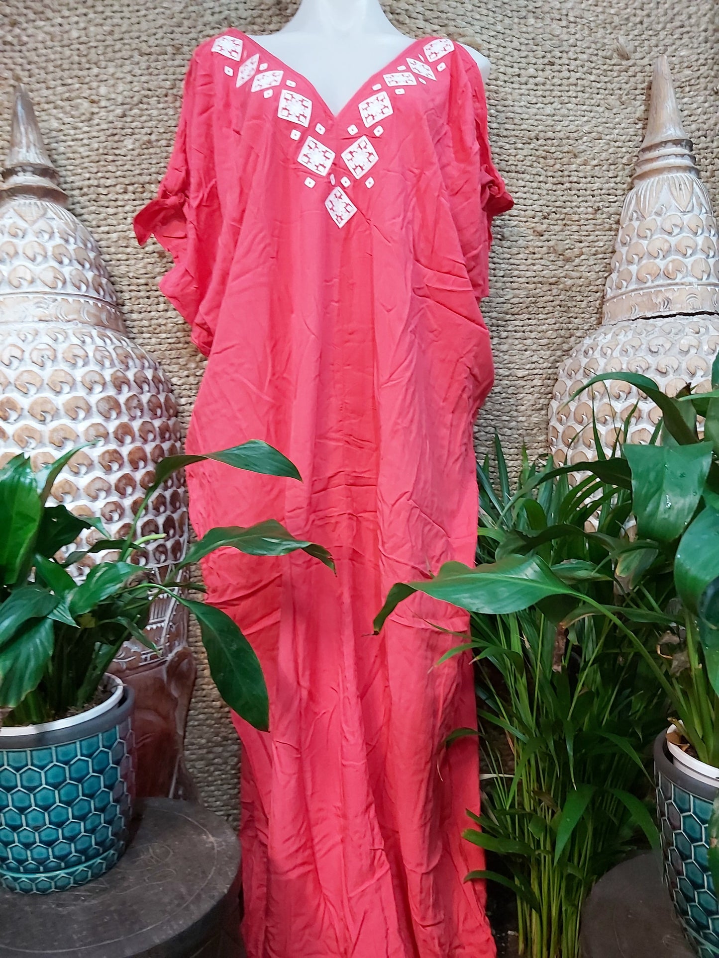 Pink Cold Shoulder Relax Fit Bohemian Kaftan One Size 16 to 20