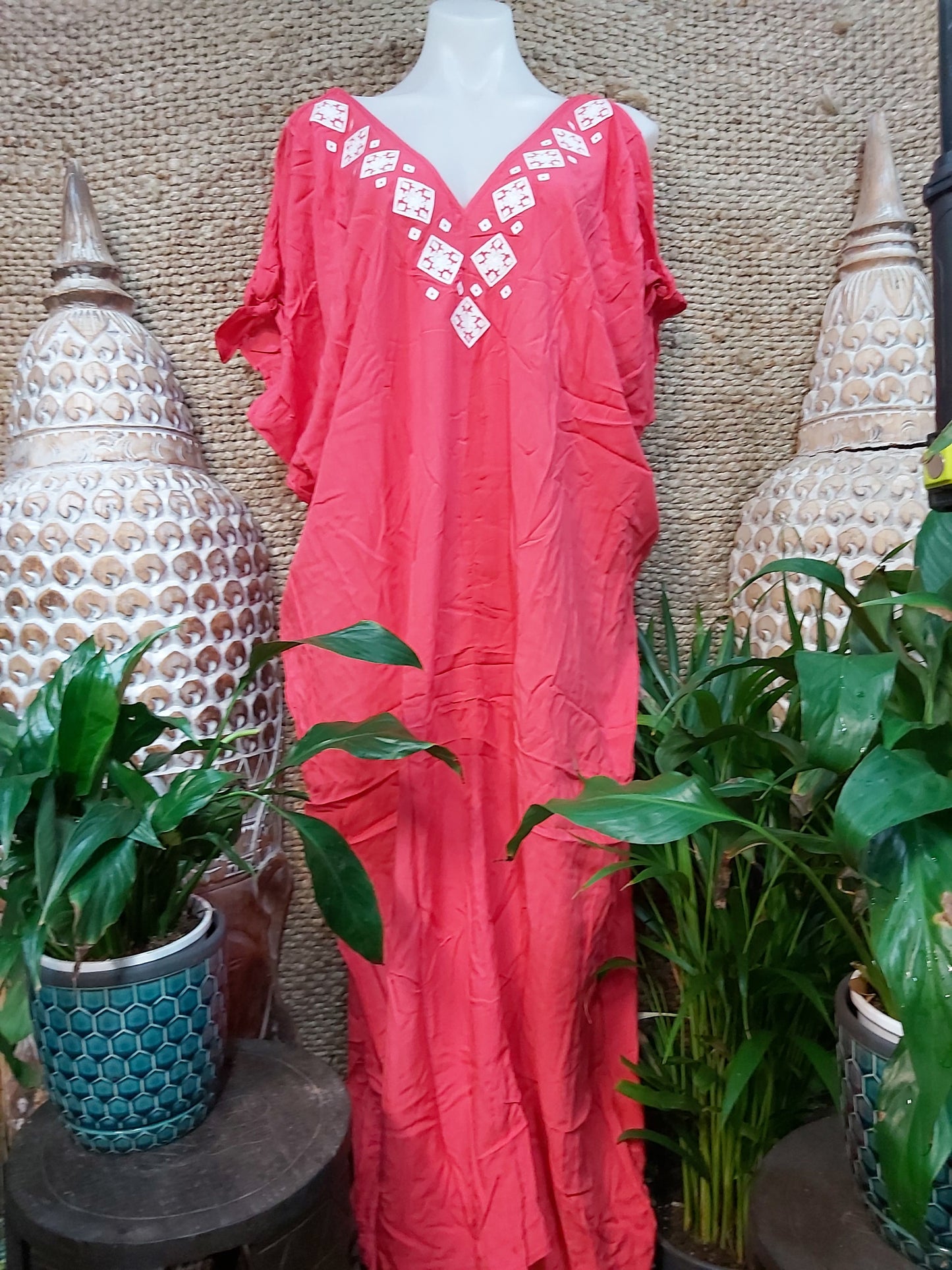 Pink Cold Shoulder Relax Fit Bohemian Kaftan One Size 16 to 20