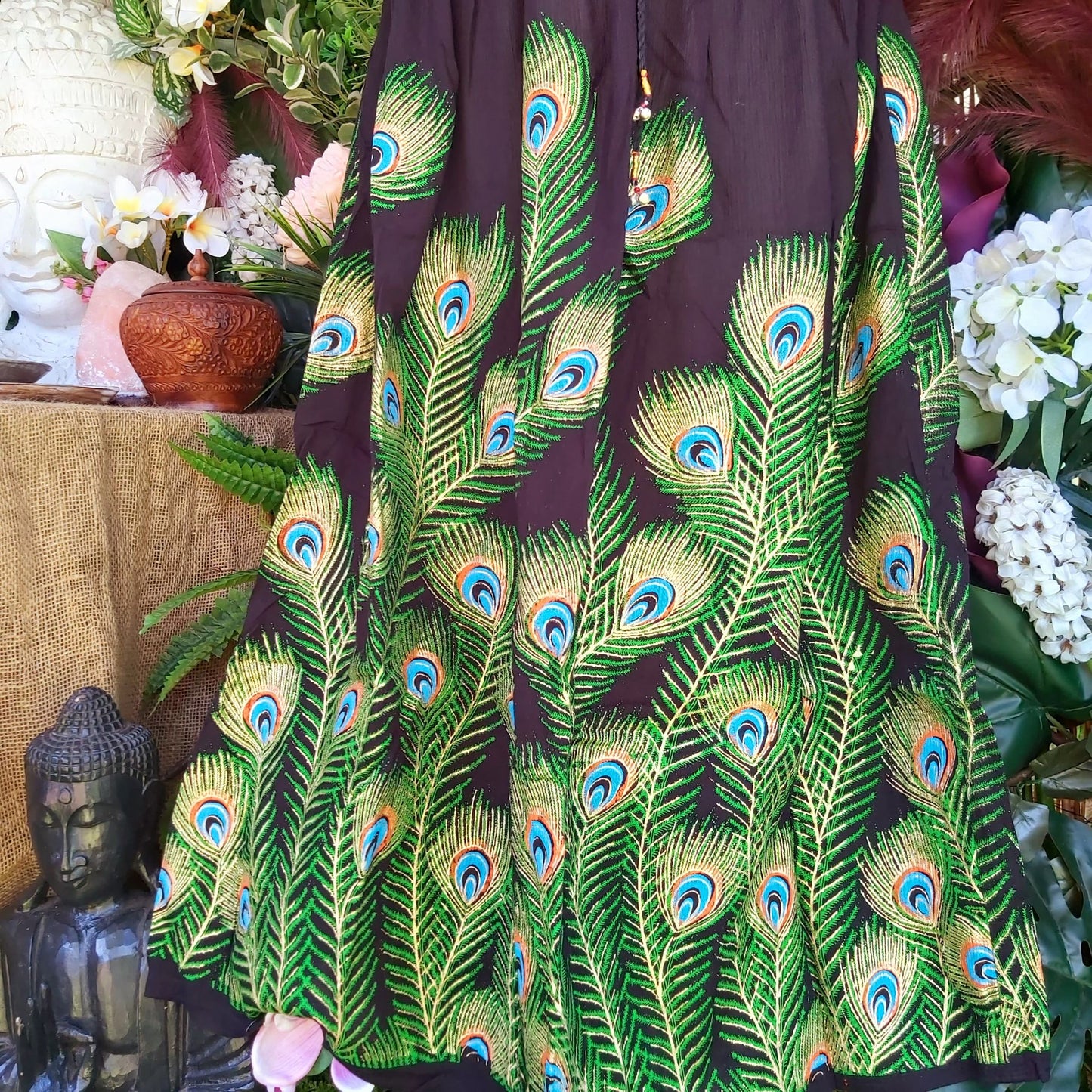 Gypsy Bohemian Peacock Maxi Skirt Size 14/16