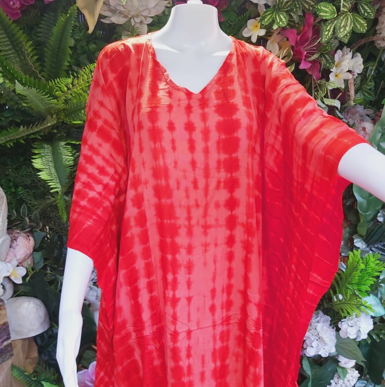 Plus Size Rayon Tie Dye Kaftan Dress One Size Fits All 16 to 26