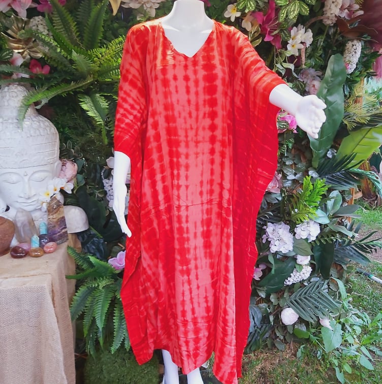 Plus Size Rayon Tie Dye Kaftan Dress One Size Fits All 16 to 26