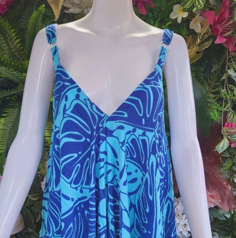 Strappy Rayon Tropical Polynesian Maxi Dress One Size Fits All