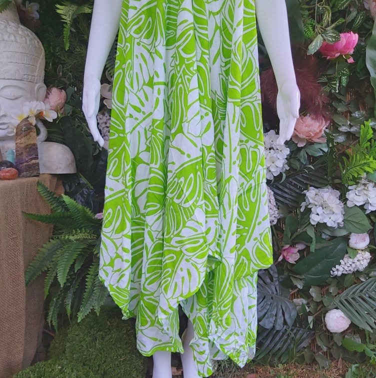 Strappy Rayon Tropical Polynesian Maxi Dress One Size Fits All